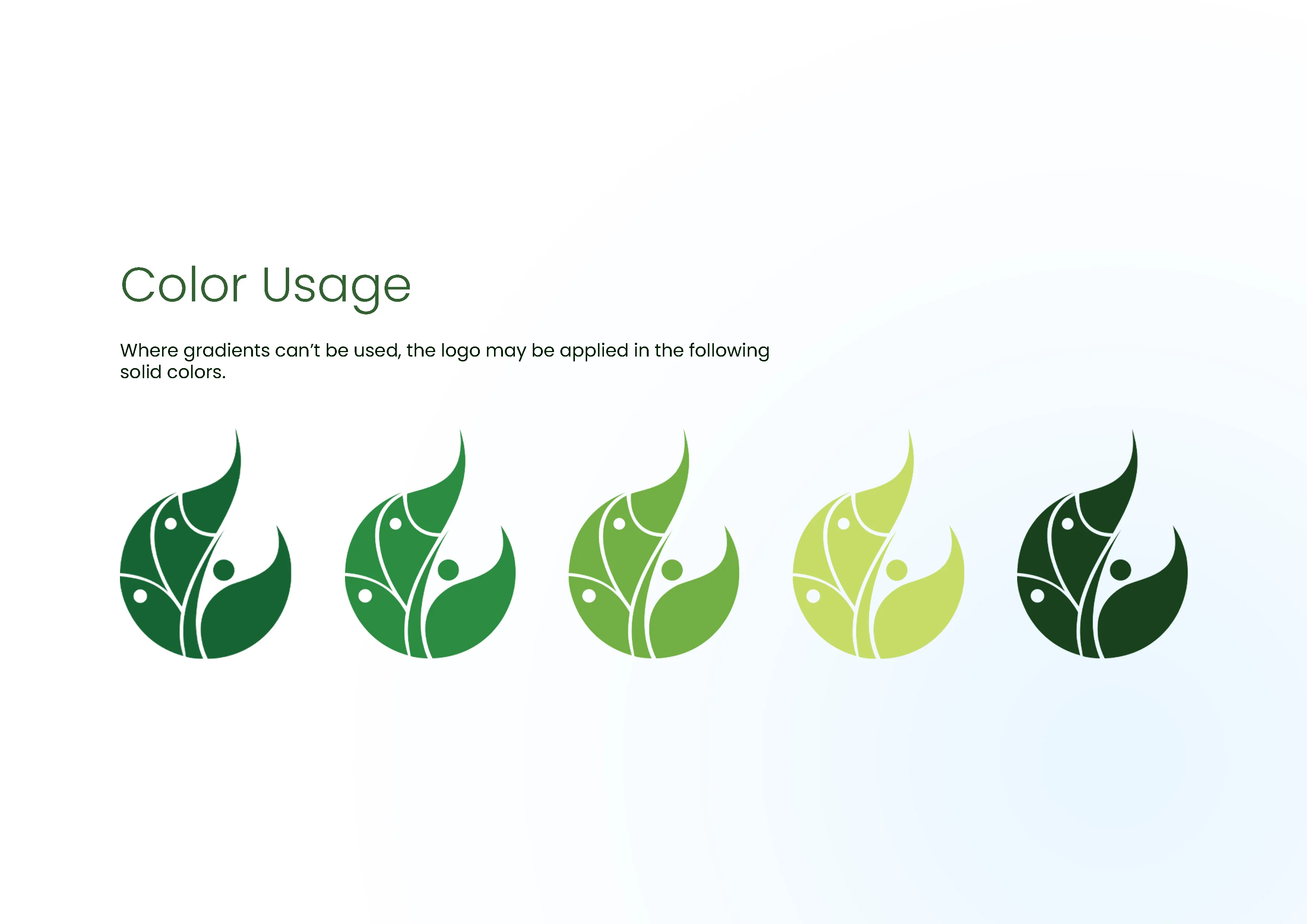 Five solid colour variants of the MindDhara icon arranged in a row, showing the mark applied in each palette tone